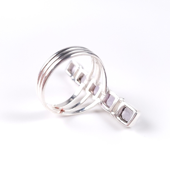 🎉HP~12/19🎉 Sterling Silver 5 Stone Checkerboard Kunzite Crawler Ring Size 9 - Picture 9 of 16